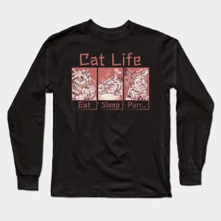 Eat Sleep Purr Cat Life Anime Long Sleeve T-Shirt